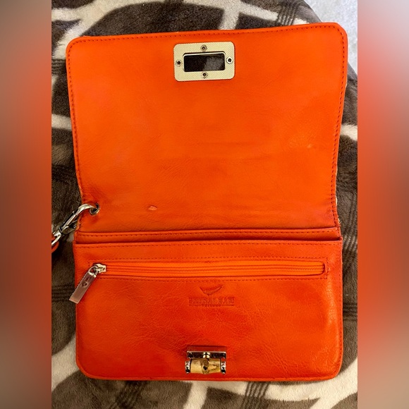 Shiraleah Chicago Orange Leather and Cream Jute Vintage Wrislet w/ Turnlock, EUC - Picture 3 of 4